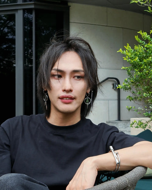 Ateez Spike and Chain Mismatched Earrings - Nikaneko