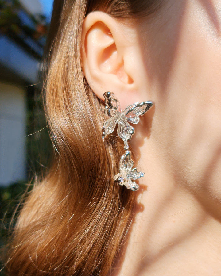 Nikaneko - Crystal Butterfly Earrings