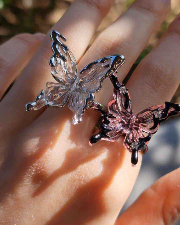 Nikaneko - Crystal Butterfly Ring