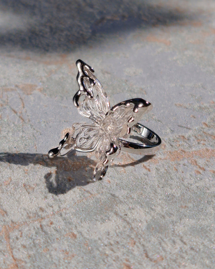 Nikaneko - Crystal Butterfly Ring