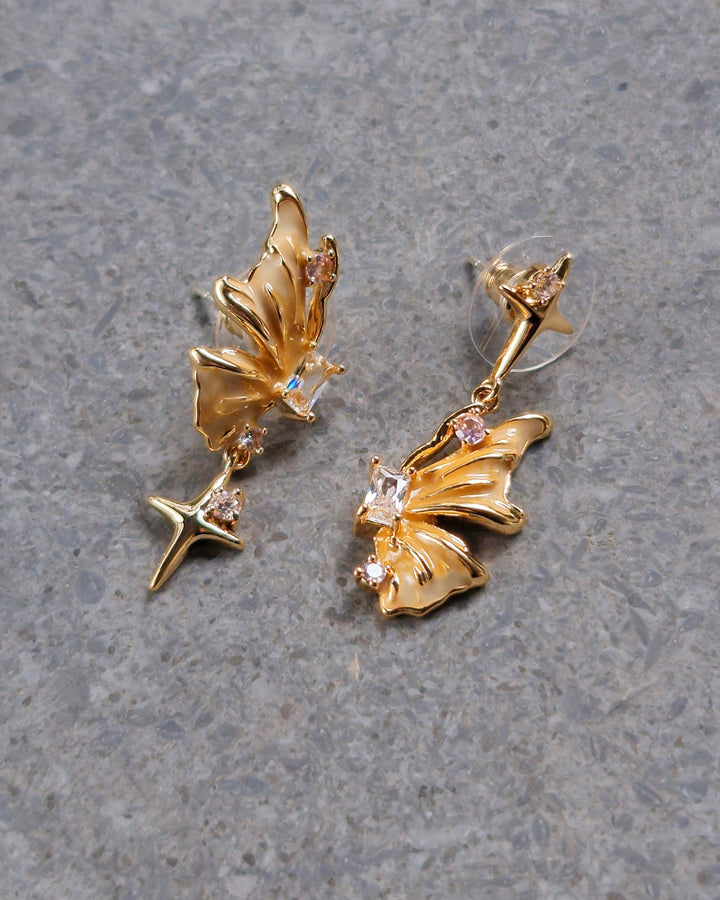 Nikaneko - Honey Butterfly Mismatched Earrings