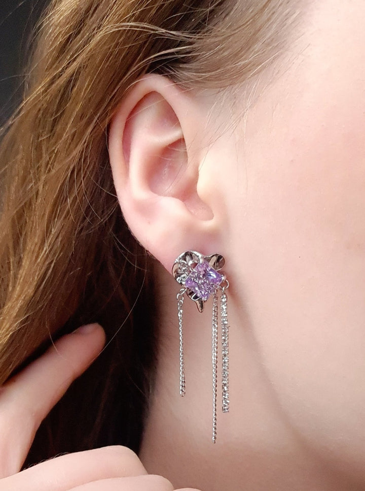 Earrings Purple Stones Inspired by BTS Love Yourself - Nikaneko